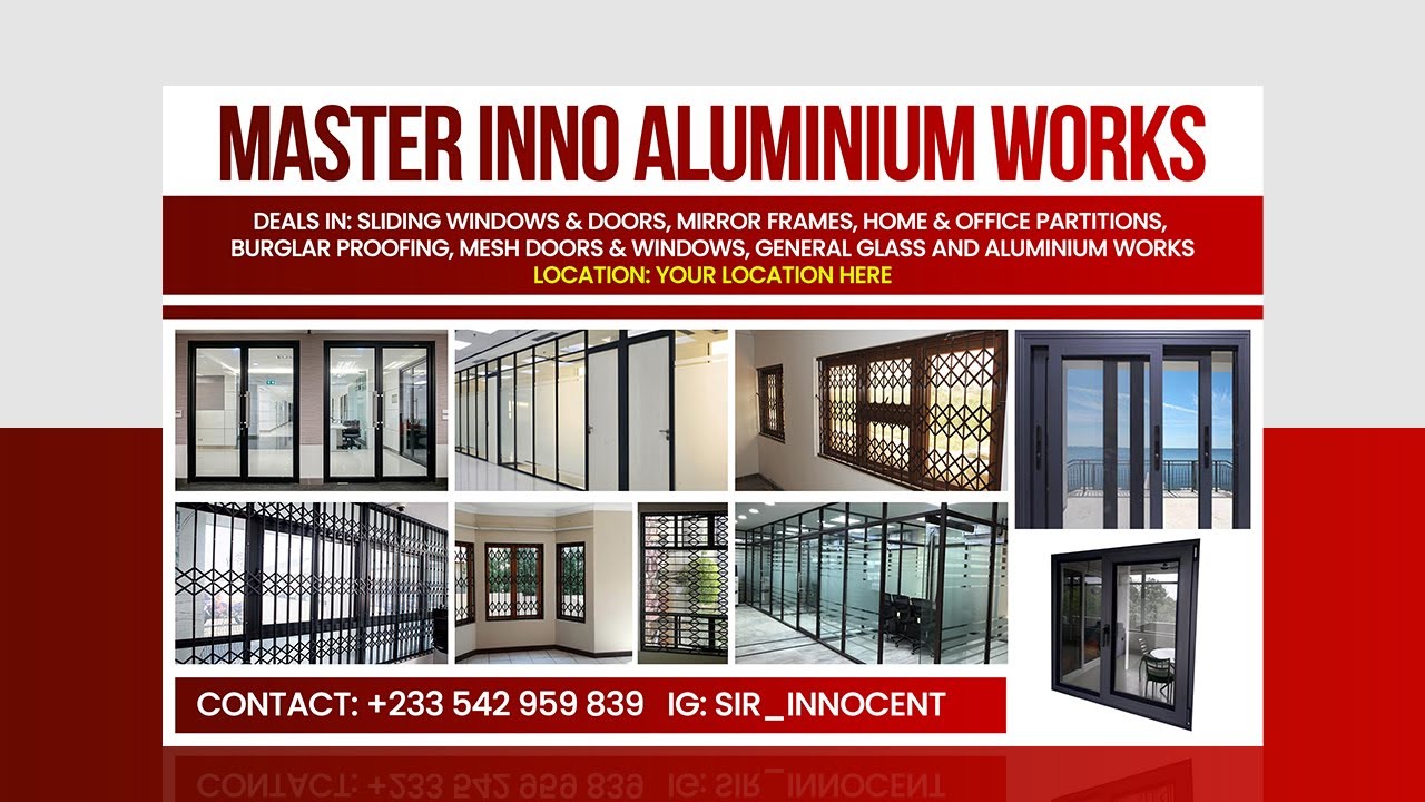 How To Design a BANNER IN For ALUMINIUM/GLASS WORKS
