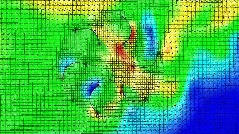 Vertical Axis Wind Turbine Detailed Rotating Simulation 6-Wing Version - SolidWorks Flow Simulation