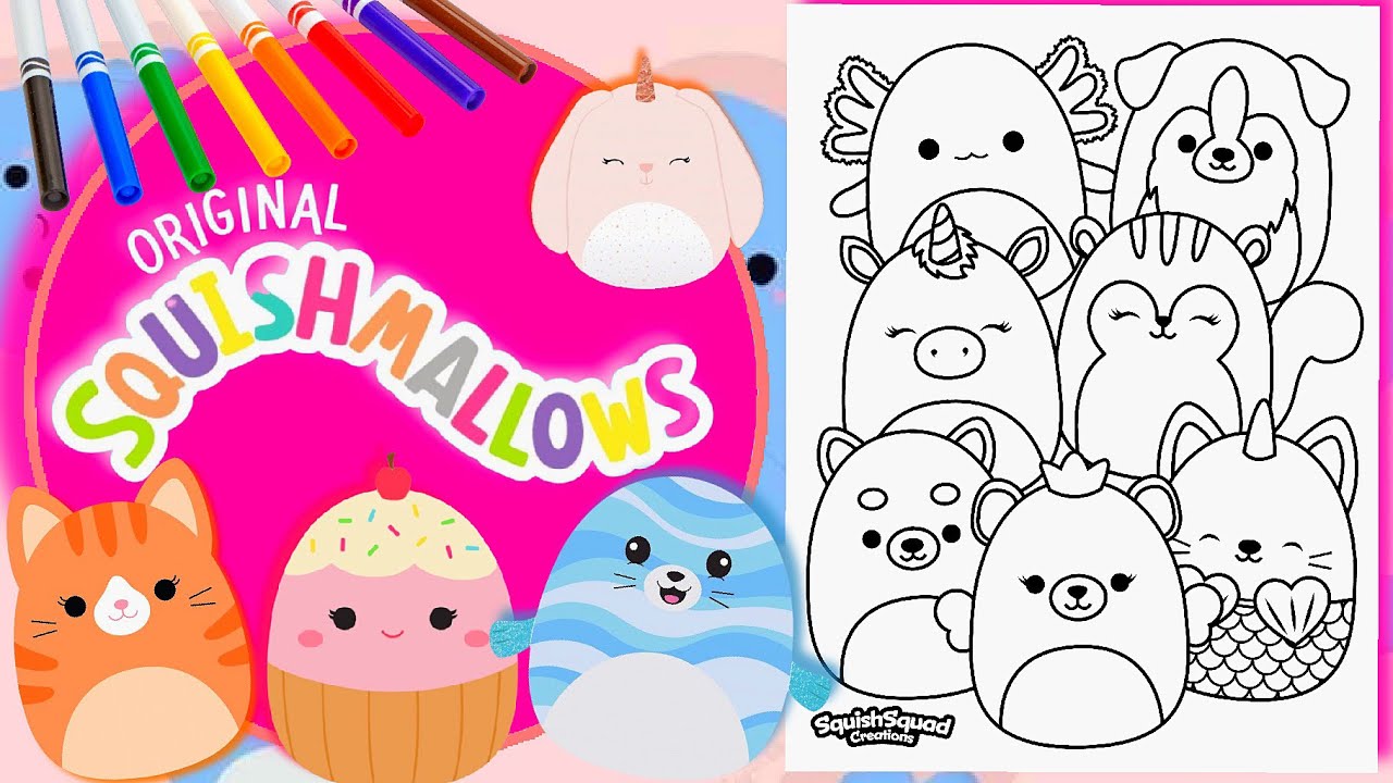 Coloring SQUISHMALLOWS ! 🦄🐶🐷💞⭐️ - YouTube