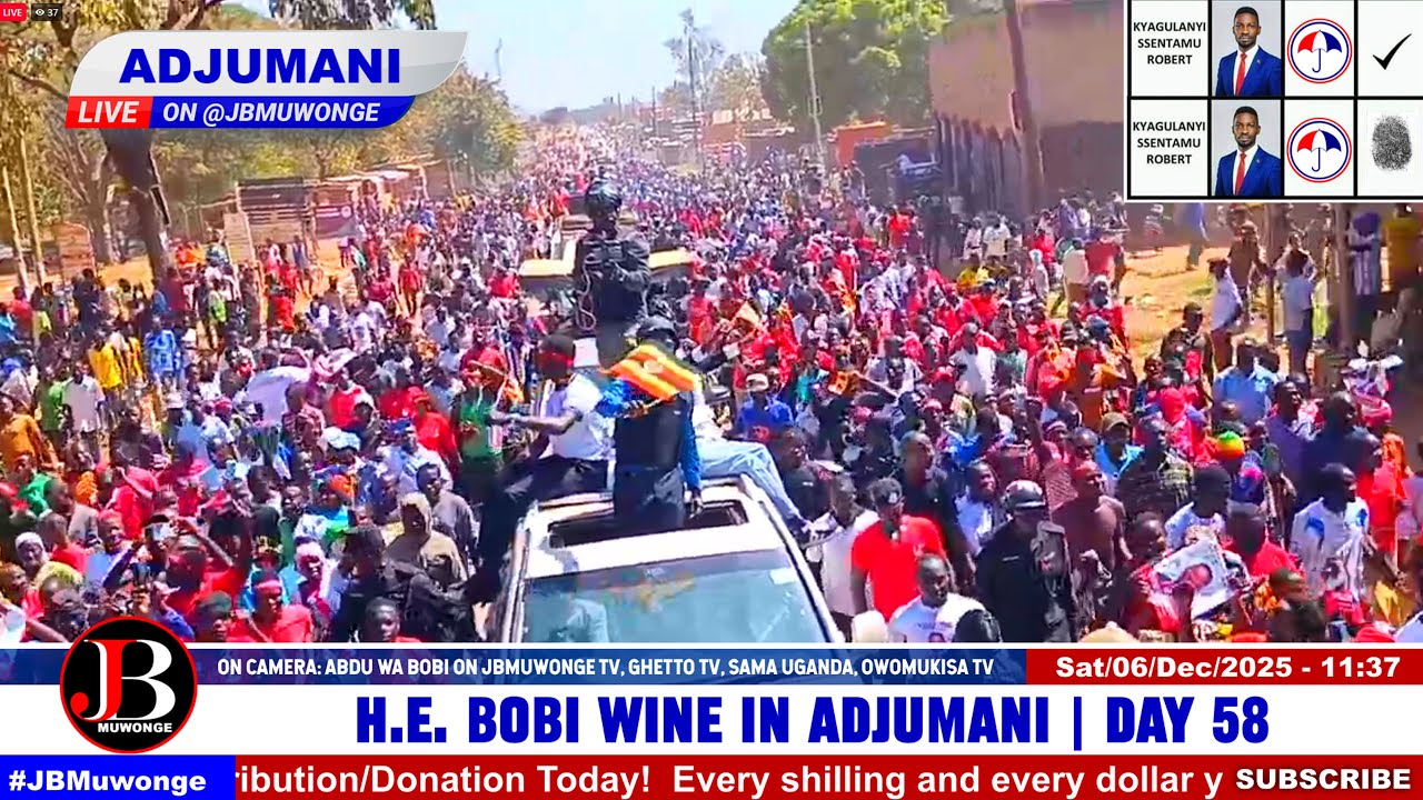 Unstoppable! Thousands Escort Bobi Wine to Adjumani Campaign Grounds