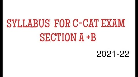 SYLLABUS OF C-CAT EXAM FOR C-DAC COURSE 2021-22