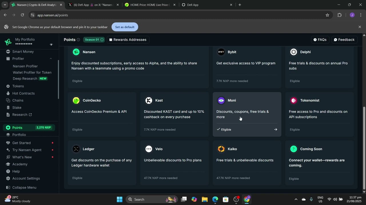 Earned Nansen AI Points - You Are Eligible For The DEFI APP Airdrop. 