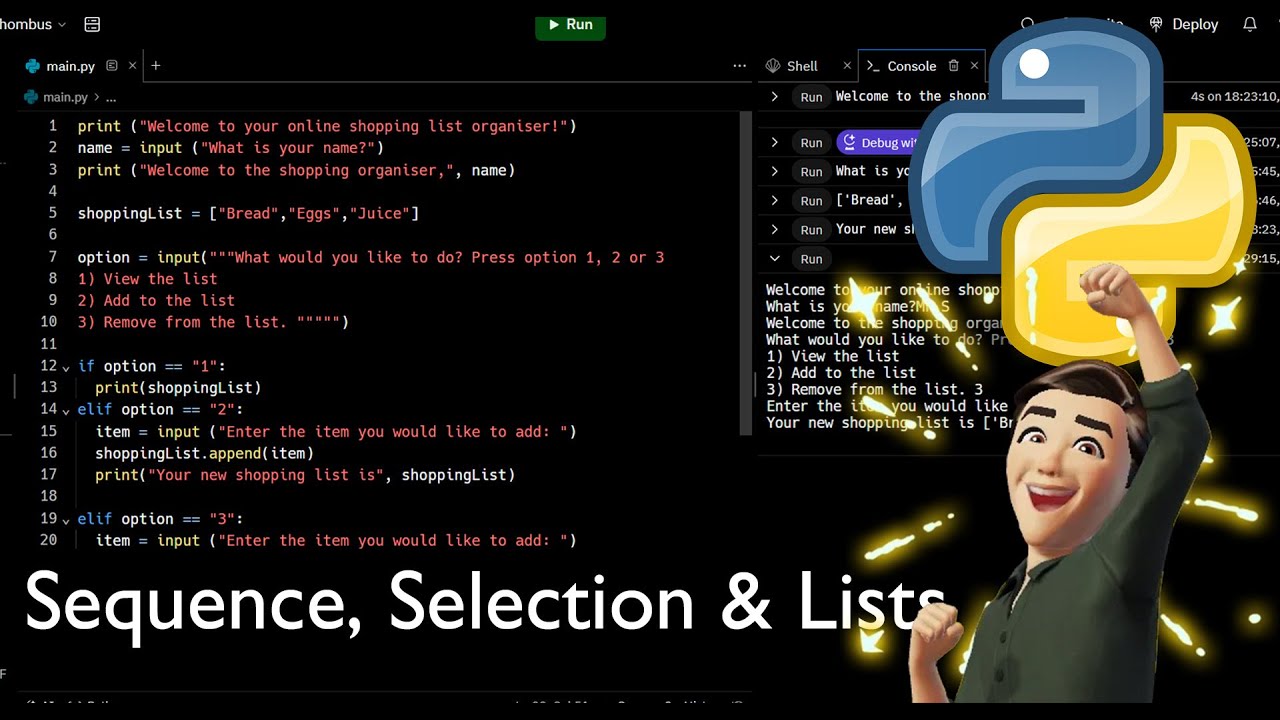Python For Beginners - Sequence, Selection & Lists - YouTube