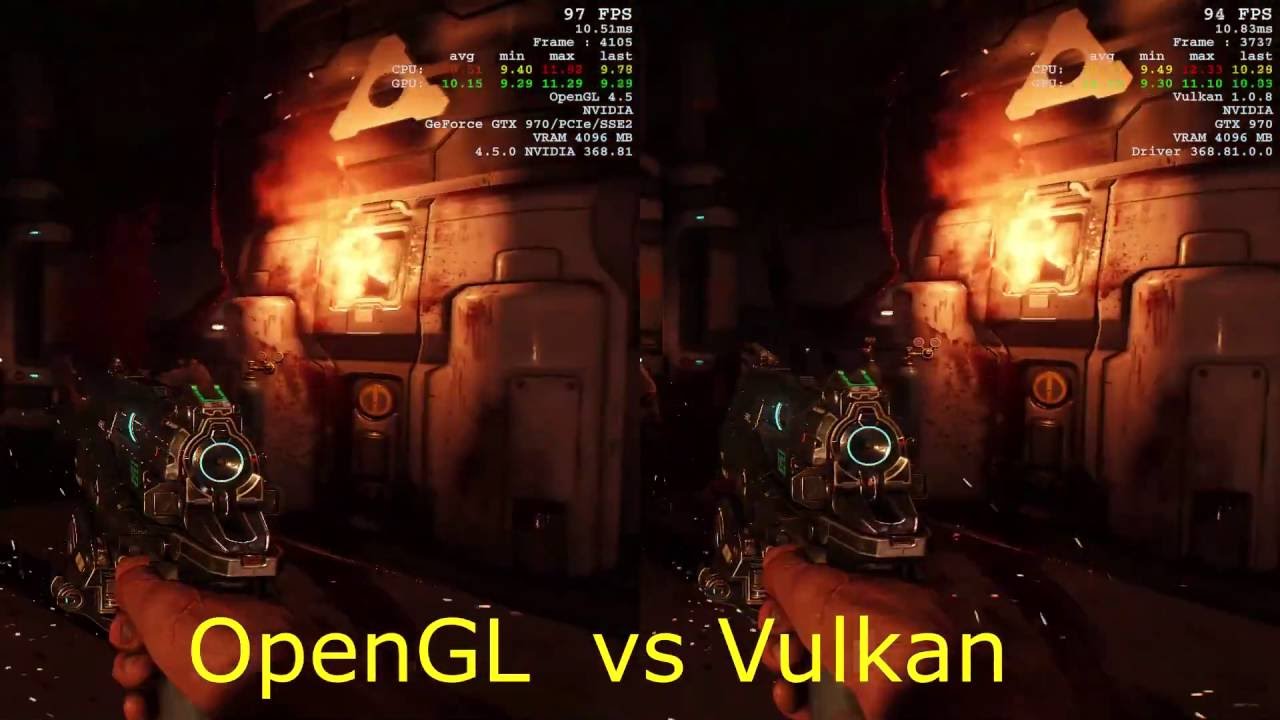 Doom4 OpenGL vs Vulkan FX 6300(3.6Ghz) + GTX 970 Max settings 1080p ...