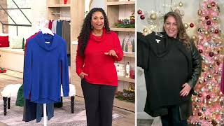 Denim & Co. Lurex Waffle Cowl Neck Sweater on QVC screenshot 5