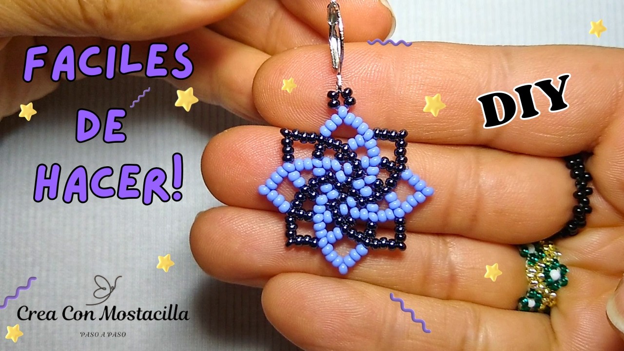 ARETES Estrella Entrelazada con Mostacilla 💫 PASO A PASO Muy Fácil