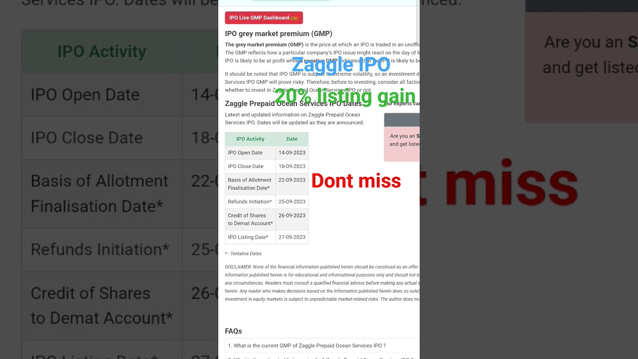 zaggle ipo gmp ||listing gain