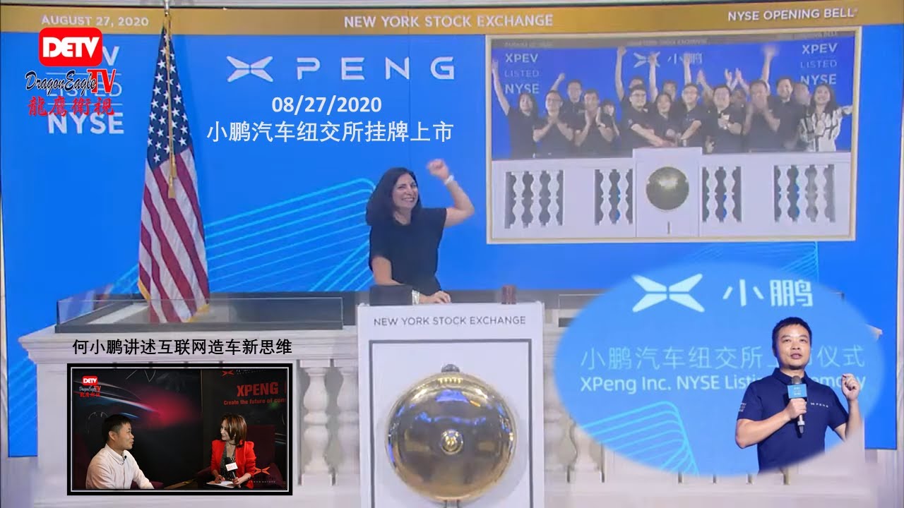 小鹏汽车纽交所挂牌上市-专访何小鹏车城讲述互联网造车新思维/龙鹰卫视Dragon Eagle TV (DETV)