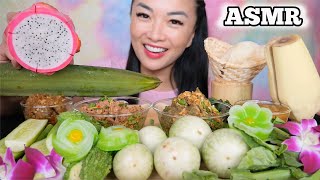 ASMR SPICY THAI DIPPING SAUCE + FRESH VEGGIES + DESSERT (EATING SOUNDS) LIGHT WHISPERS | SAS-ASMR