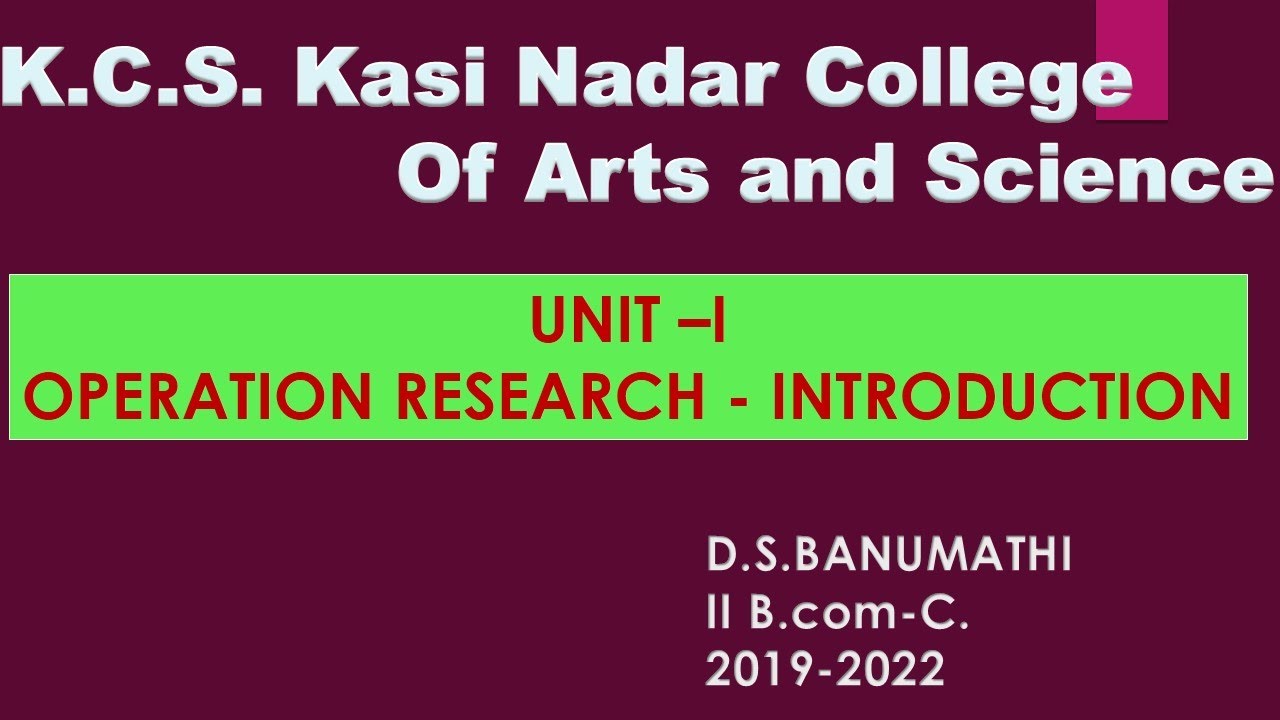 OPERATION RESEARCH - INTRODUCTION