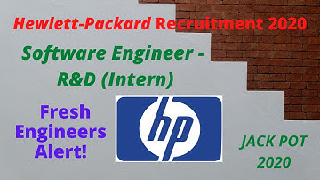 HP(Hewlett-Packard) Recruitment 2020|Software Engineer R&D Intern| Fresh Engineers Apply Immediately