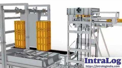 Upwards-Downwards Pallet Stacker-DeStacker For Bins-Totes With Simple Palletizer