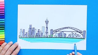 How to draw Sydney City Skyline, Australia