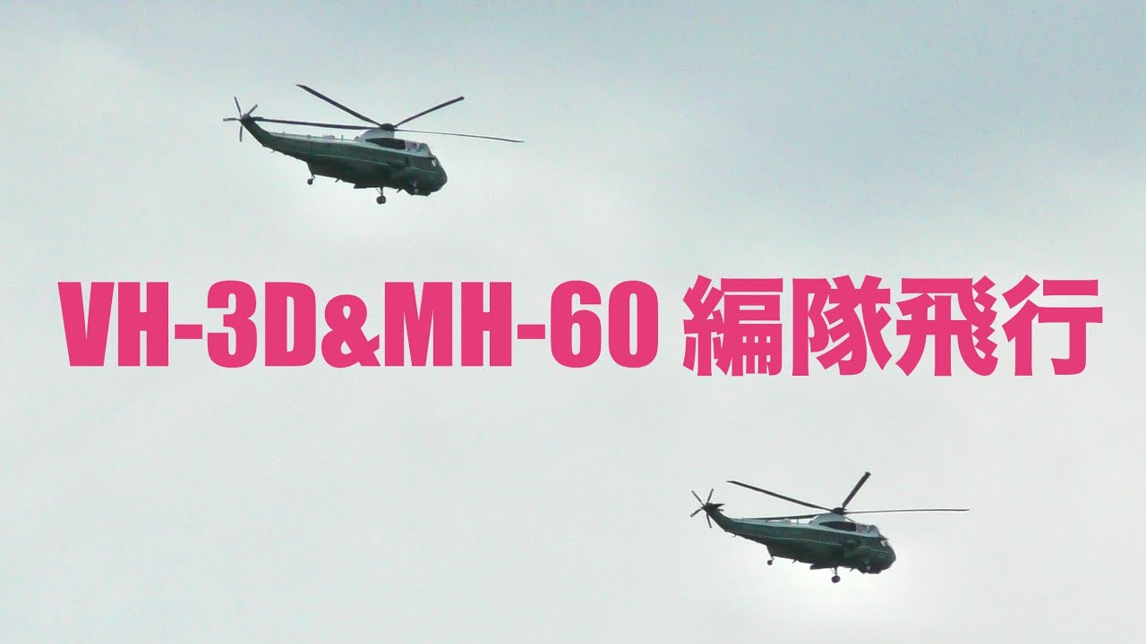 マリーンワンだったヘリ】7機編隊で飛行！ VH-3D 2機 & MH-60 5機 羽田