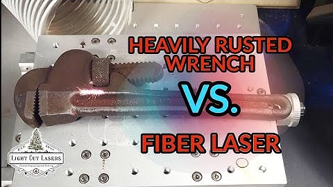 Satisfying laser cleaning of a heavily rusted pipe wrench.