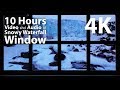 4K HDR 10 hours - Snowy Waterfall Window - relaxing, gentle, calming