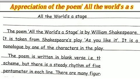 Appreciation of the poem||Appreciation of the poem of All the world