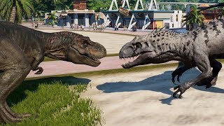 2 T-Rex \& 2 Indominus Rex Breakout \& Fight! Jurassic World Evolution (4K 60FPS)