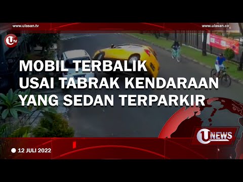 MOBIL TERBALIK USAI TABRAK KENDARAAN YANG SEDANG TERPARKIR| U-NEWS