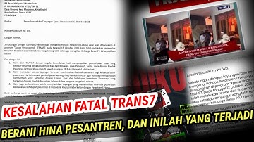 Trans 7 buka suara terkait video penghinaan terhadap pesantren !!!