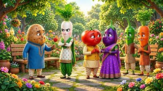 Details 🌹 Aloo Ki Love Story 😱❤️ Mooli Ka Gussa, Tamatar & Baingan Ki Masti 😂 | 3D Vegetable Cartoon | Story Update