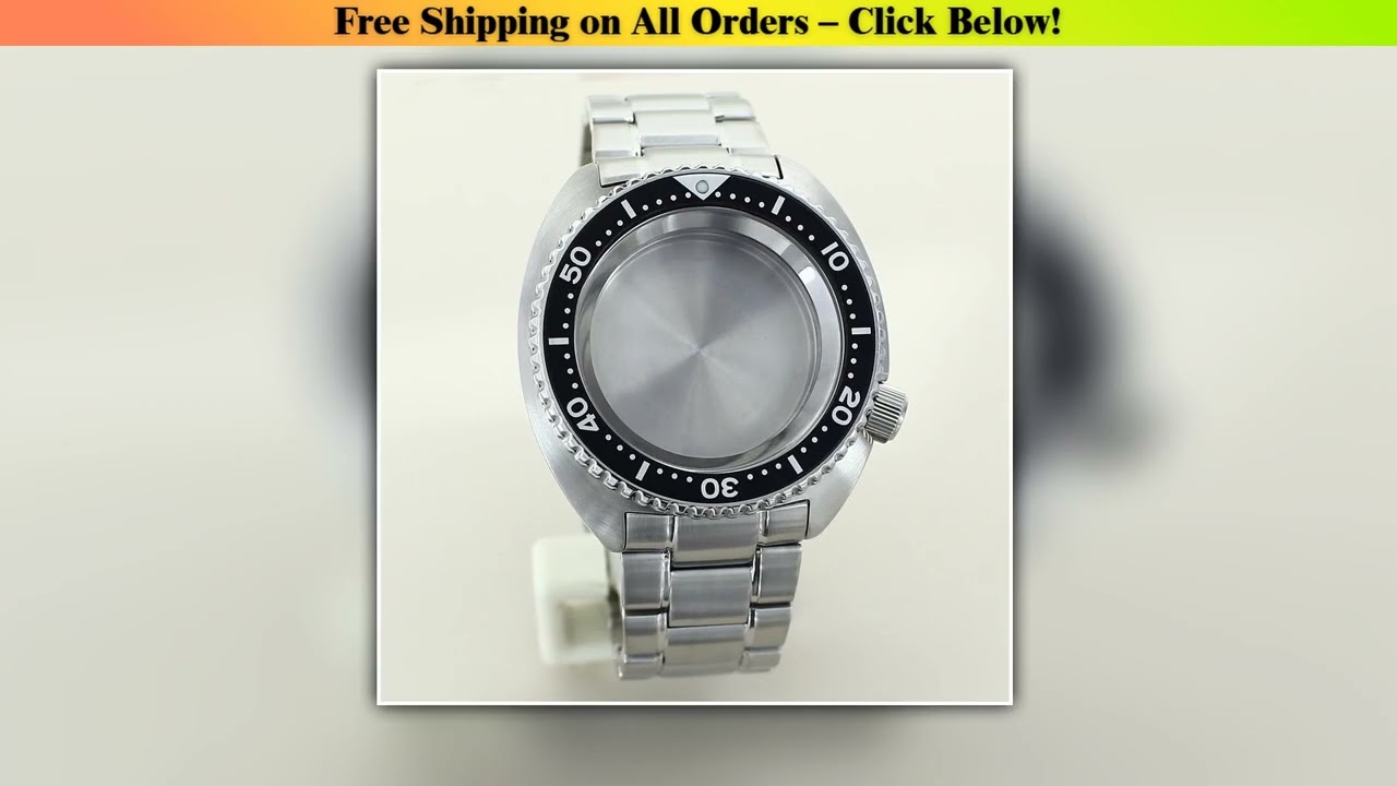 45mm Dive Watch Case Solid 316L Steel Bracelet For Turtle Abalone Seiko NH35 NH36 NH38 NH34