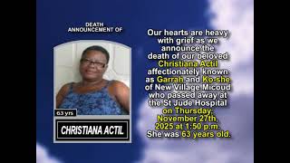 Christiana Actil ~ Short Obituary
