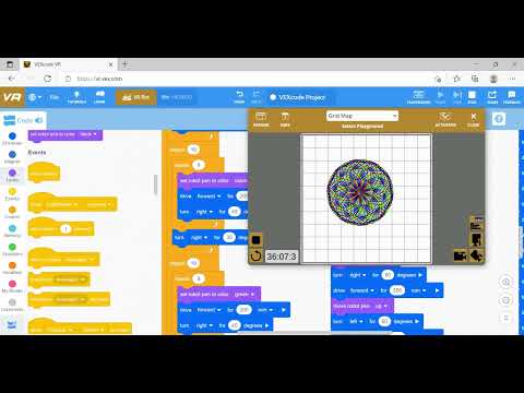 Using Repeat and pen tool to draw on VexCode Vr.