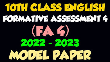 FA4 English Model Question Paper |  10th Class English | Formative Assessment 4 | 2022 - 2023