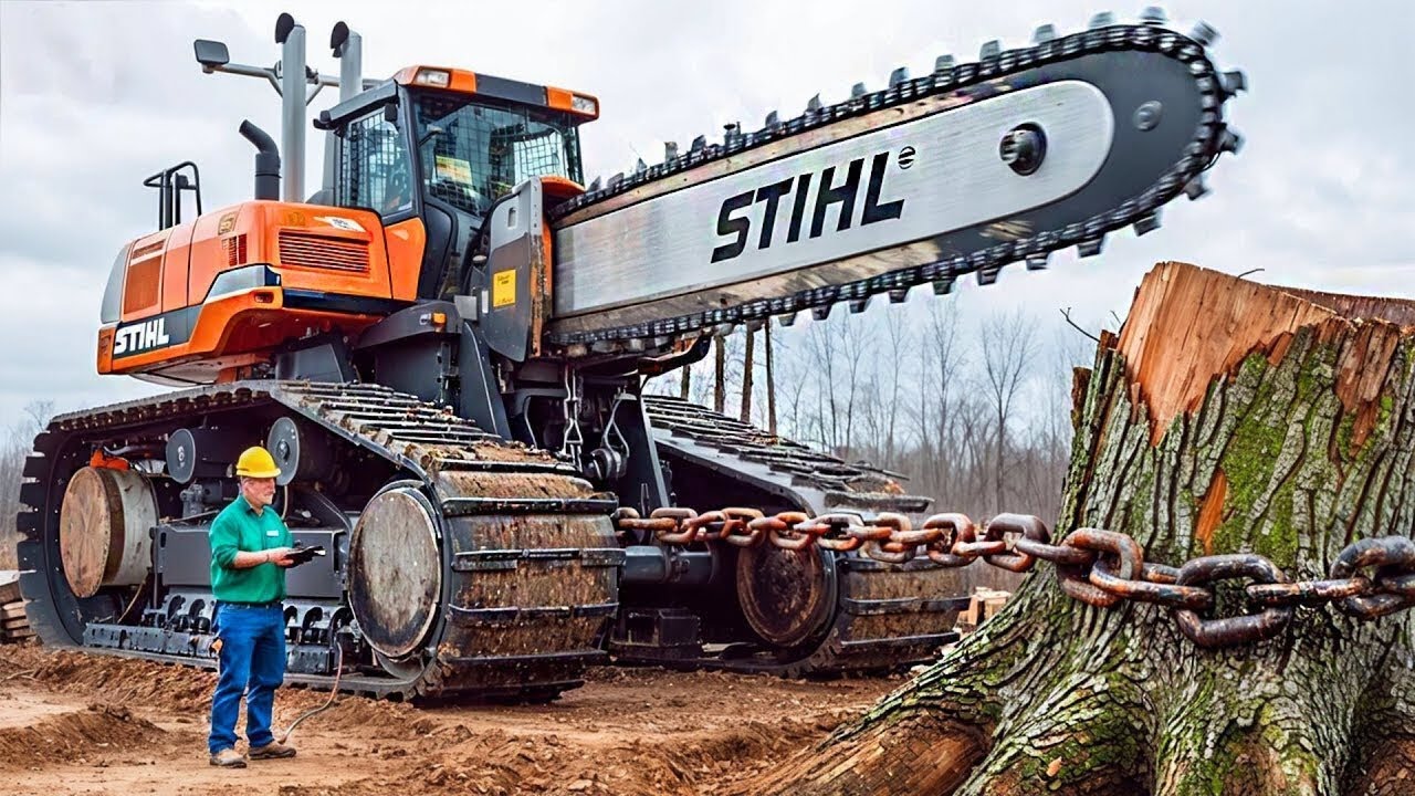 أخطر وأضخم المناشير العملاقة تقطع الأشجار بسرعة جنونية!