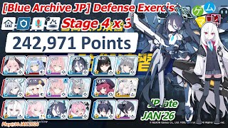 【Blue Archive JP】 Firing Drill Defense Drill JAN'26 Stage 4x3 242,971 pts 140 coins #bluearchive