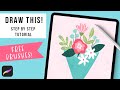 Flower Bouquet Procreate Tutorial - Beginner Free Brushes #procreate #digitalart #procreatetutorial