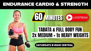 60 MIN: ENDURANCE CARDIO &amp; STRENGTH TABATA FULL BODY FUN 🚂🔥 - LIVE WORKOUT 249