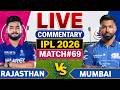 LIVE RR Vs MI 69th Ipl Match Ipl 2026 Mumbai Vs Rajasthan RR Vs MI Live Score Commentary 