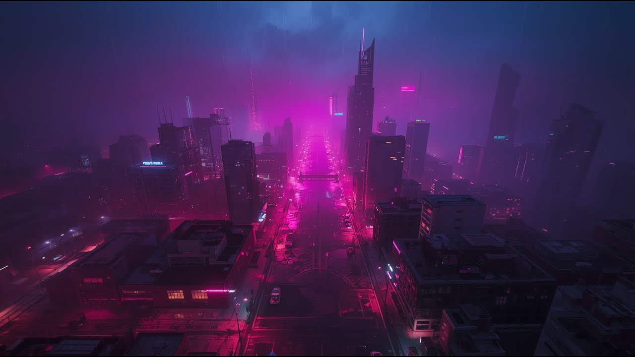 Cyberpunk Chill City Ambience - Calm Sounds for Focus & Study