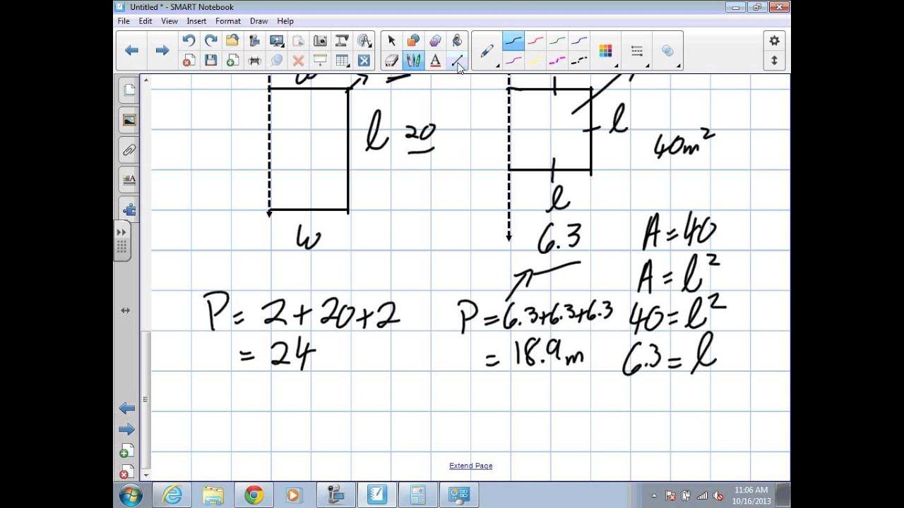 Optimizing Perimeter and Area Grade 12 College Lesson 2 3 10 16 13