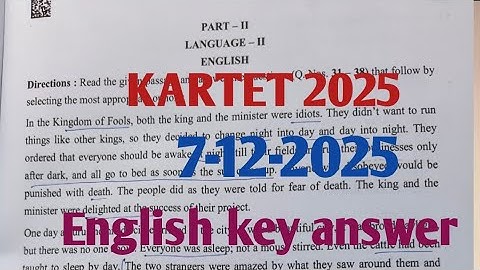 KARTET 2025|| paper 2 English|| key answer today exam #youtube #browse 