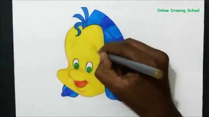 How to draw Flounder from the little mermaid
