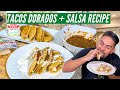 HOW TO MAKE CRISPY TACOS DORADOS DE POLLO (CRUNCHY FRIED CHICKEN TACOS!) + SPICY SALSA RECIPE!