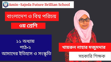 বাংলাদেশ ও বিশ্বপরিচয় ৩য় শ্রেণি ১১ অধ্যায় পাঠ-২ | আমাদের ইতিহাস ও সংস্কৃতি | Class 3 BGS Chapter 11