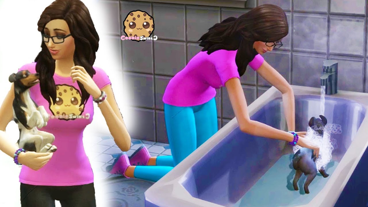 Clean Dogs Bath Time In Strangerville Cookie Swirl C Sims 4