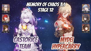 Castorice x Tribbie & Mydei Hypercarry Memory of Chaos Stage 12 (3 Stars) | Honkai Star Rail