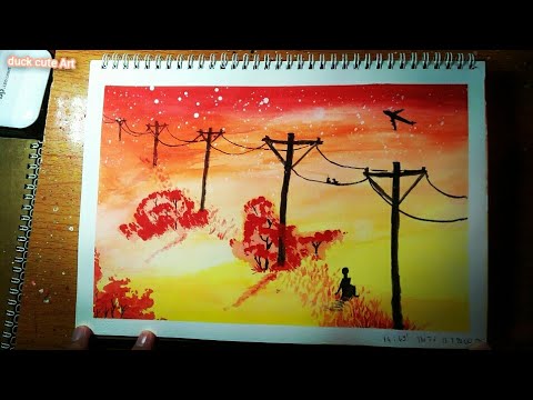 Vẽ Tranh Galaxy Cây Cột Điện Đơn Giản Bằng Màu Nước Thiên Long.Painting By  Watercolor. - Youtube