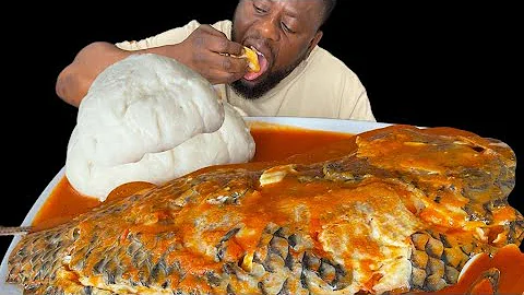 ASMR HOT SPICY PEPPER SOUP WITH TILAPIA FISH AND FUFU AFRICAN FOOD MUkBANG