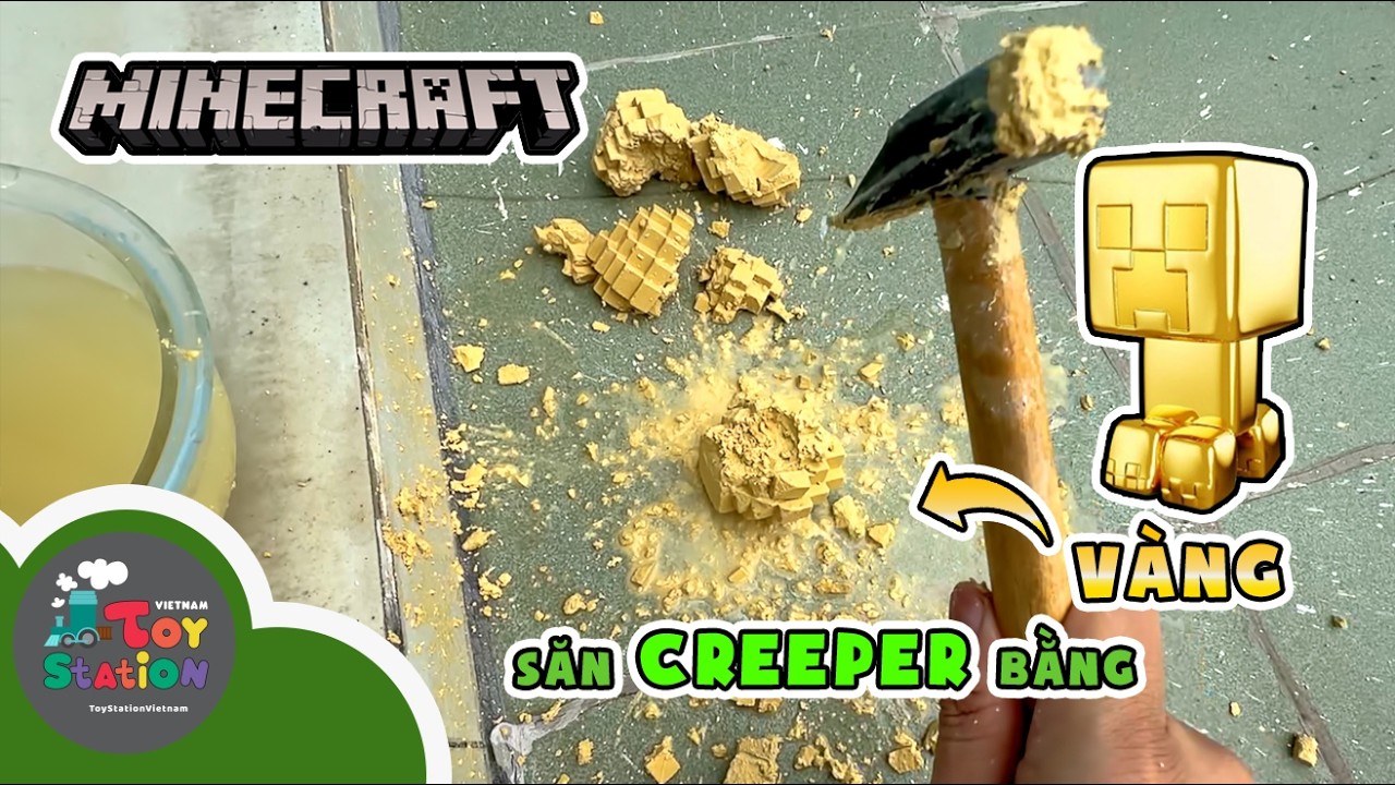 Đào block Minecraft săn Creeper bằng vàng thật và cái kết nổ tung ...
