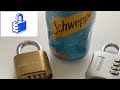 (28) Lock Picking for Beginners - Open Master 4 digit combination lock with tin Schweppes drinks can