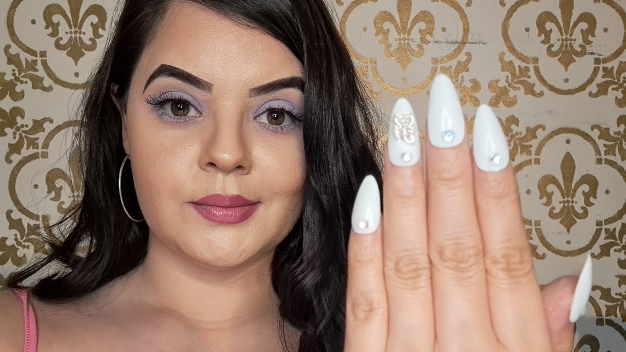 Almond White Nails 💅 Tutorial & Alacran/Scorpion Embelishments 