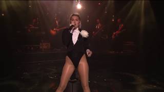 Miley Cyrus performing on Maya & Marty