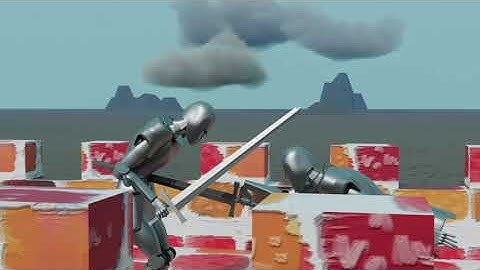Animation knights figthting, made in Blender.