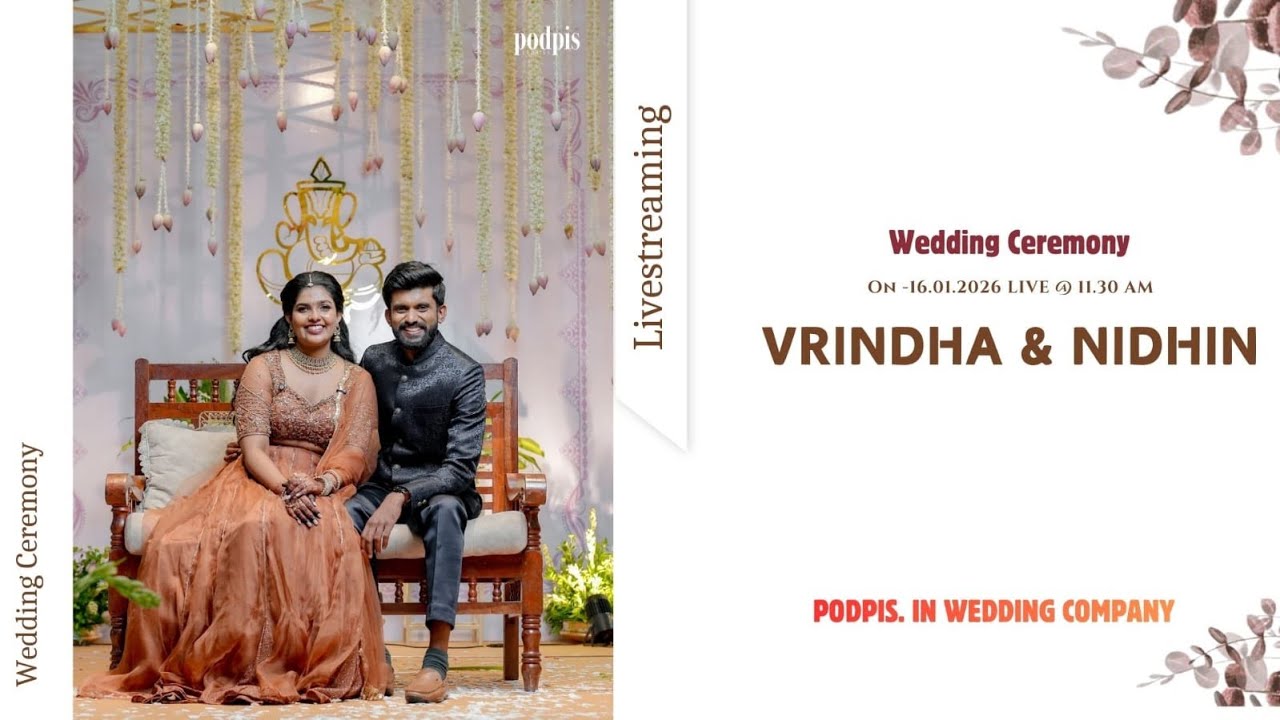 VRINDHA & NIDHIN || WEDDING || LIVE STREAMING || 16.1.2026 || TIME - 11.30 AM ||